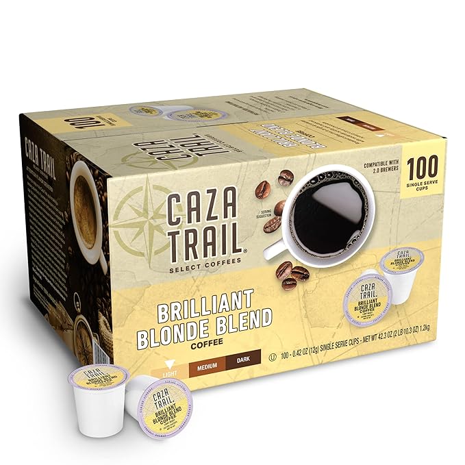 Caza Trail Coffee Pods Blonde Roast Single Serve (Packing May Vary)  100 Count (Pack of 1)