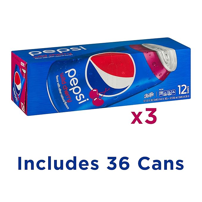 Pepsi Wild Cherry Soda Fridge Pack Bundle 12 fl oz 36 Cans