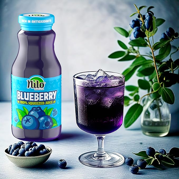 NILO Blueberry Juice | 100% Squeezed Wild Blueberry Arandano | NO Sugar added | NON GMO | NOT From Concentrate | 8.45 oz (Pack of 12)