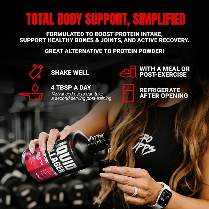 PROSUPPS Amino23 Liquid Collagen Shots Berry - Collagen Peptide Post Workout Supplement Supports Healthy Aging Joints Skin &amp Hair - Gluten-Free &amp Zero Sugar - 16 Servings