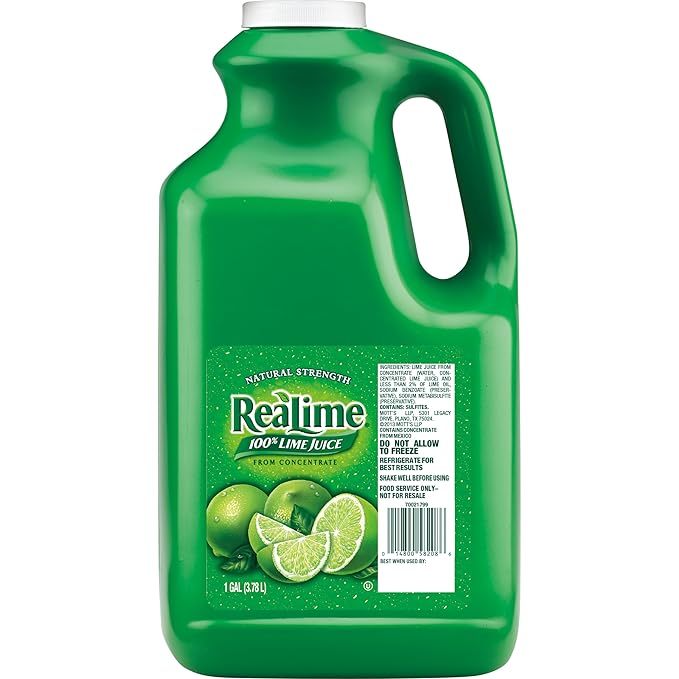 ReaLime 100% Lime Juice 1 gal bottle Made with Lime Juice from Concentrate Gluten-Free Sodium Free Perfect Mixer to add to Cocktails and Marinades