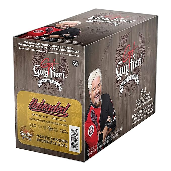 Guy Fieri Flavortown Roasts Decaffeinated Coffee Pods Unleaded Medium Roast Decaf Coffee Single Serve Cups for Keurig K Cup Brewers24 Count(Pack of 1)