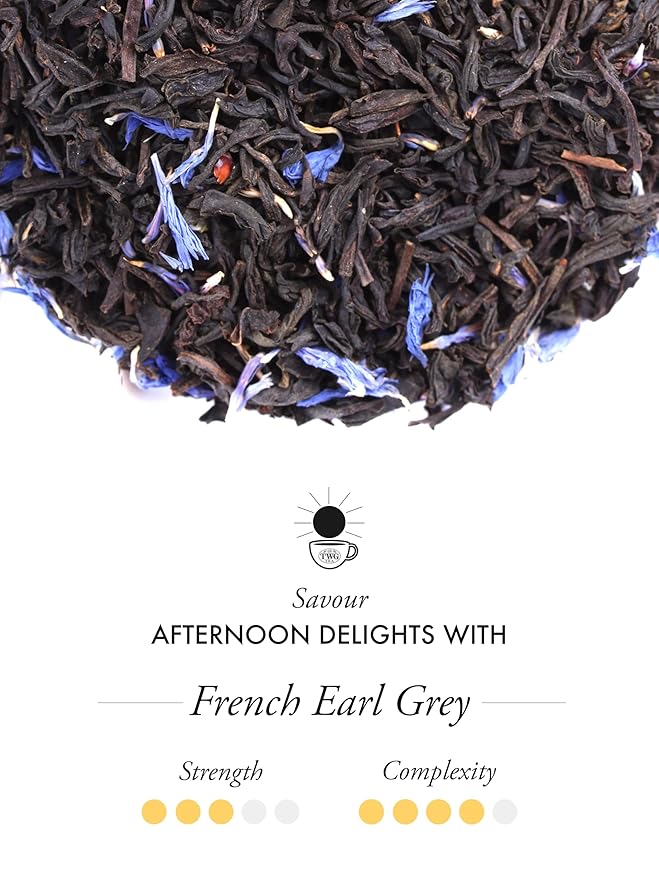 TWG Tea | French Earl Grey | Black Tea | Citrus Fruits &amp Blue Cornflowers | 15 Hand Sewn Cotton Tea Bags | Gift Set