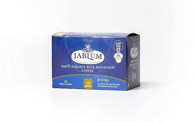 Jablum Jamaica Blue Mountain Single Serve Coffee Pods for K Cup Brewers 2.0 12 Count