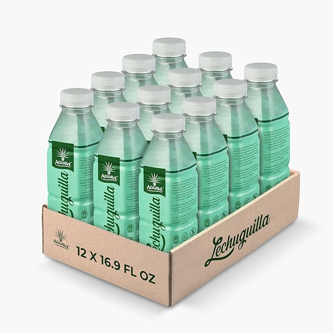 AGUAVE Lechuguilla Prebiotic Agave Drink 16.9Fl Oz | Nonalcoholic Fermented Agave | Low Sugar | Traditional Mexican Soft Drink (12 pack Lechuguilla Original)
