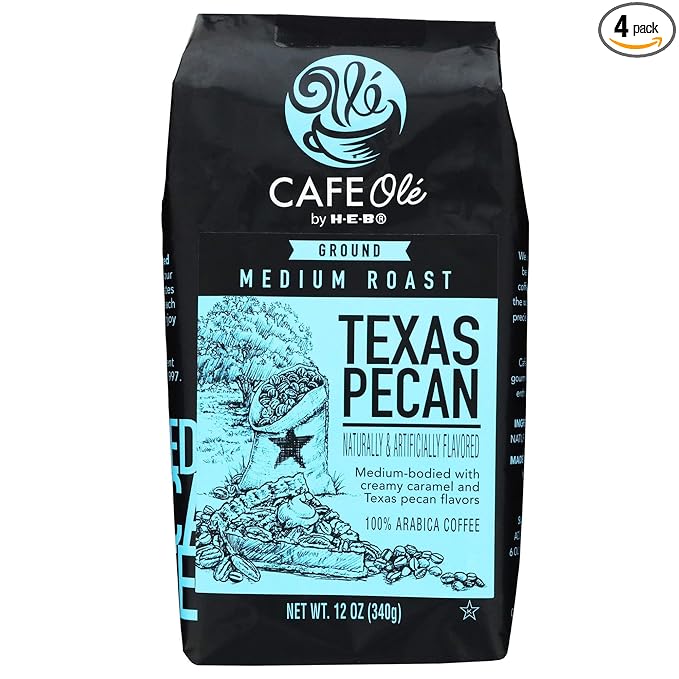 Roasting Plant Cafe Ole Texas Pecan Ground Coffee 12oz pack of 4