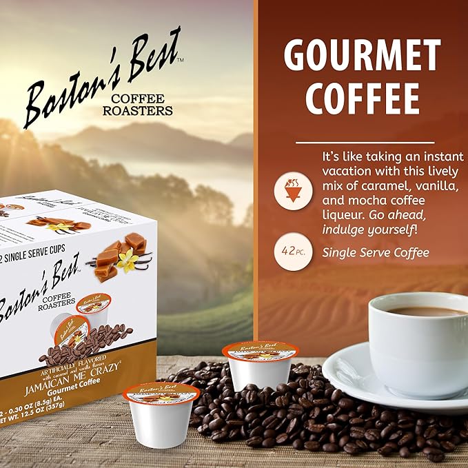 Boston’s Best - Jamaican Me Crazy Flavored Coffee Delicious Gourmet Compatible with Keurig Coffee Maker 1 Count (42 Single Serve Cups)