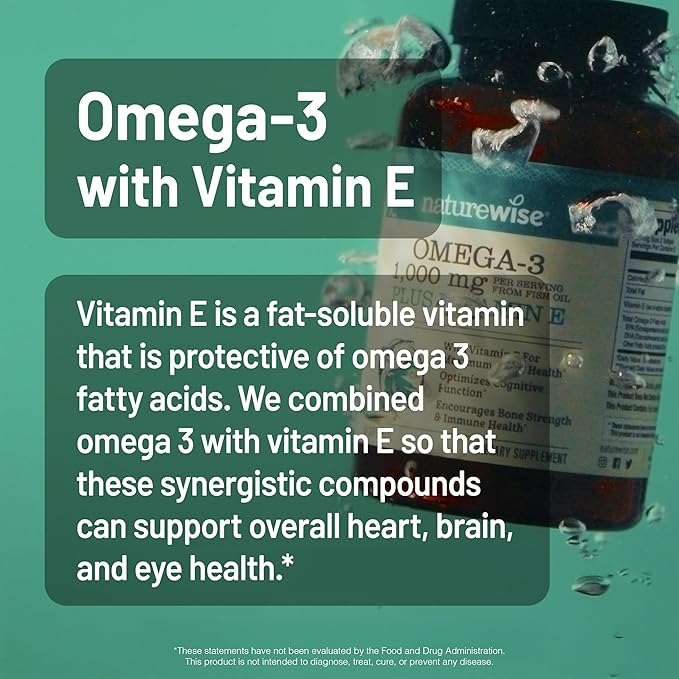 NatureWise [1] Hydrolyzed Liquid Collagen + Biotin + Vitamins - 30 Tubes[30 Day Supply] + [1] Omega 3 Fish Oil 1000mg + Vitamin E - Wild-Caught - 60 Softgels[30-Day Supply]