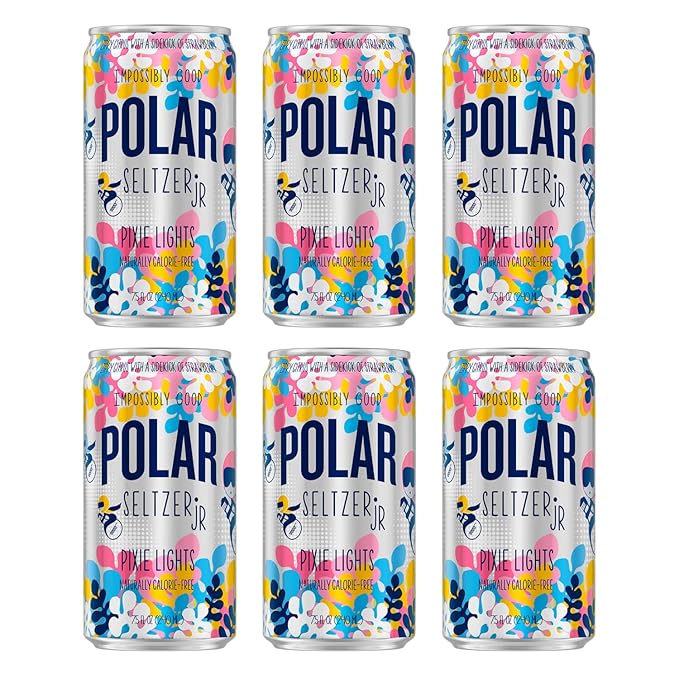 POLAR 100% Natural Seltzer Jr - Pixie Lights - No Sugar Juice or Sweeteners - 36 Pack - By LastFuel.