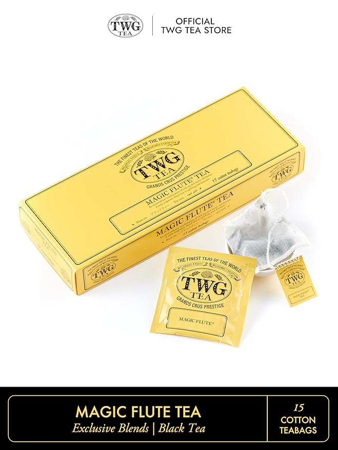 TWG Tea | Magic Flute Tea | Black Tea | Strawberry | 15 Hand Sewn Cotton Teabags | Gift Set