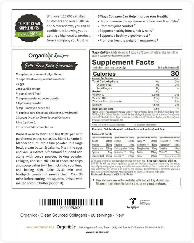Organixx Clean Sourced Collagens (20 Serv) &amp Enzyme 17 (80 Caps) Bundle Hydrolyzed Collagen Protein Plus Digestive Enzymes with Tri-Phase Protease Supports Digestion Immunity &amp Joints Glut