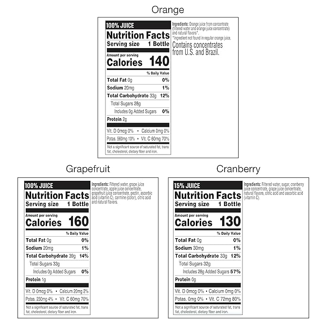 Tropicana 100% Juice Variety Pack - Orange Cranberry Ruby Red Grapefruit Single Serve 10 Fl Oz Bottles (Pack of 24) - Vitamin C Rich No Added Sugars No Artificial Flavors