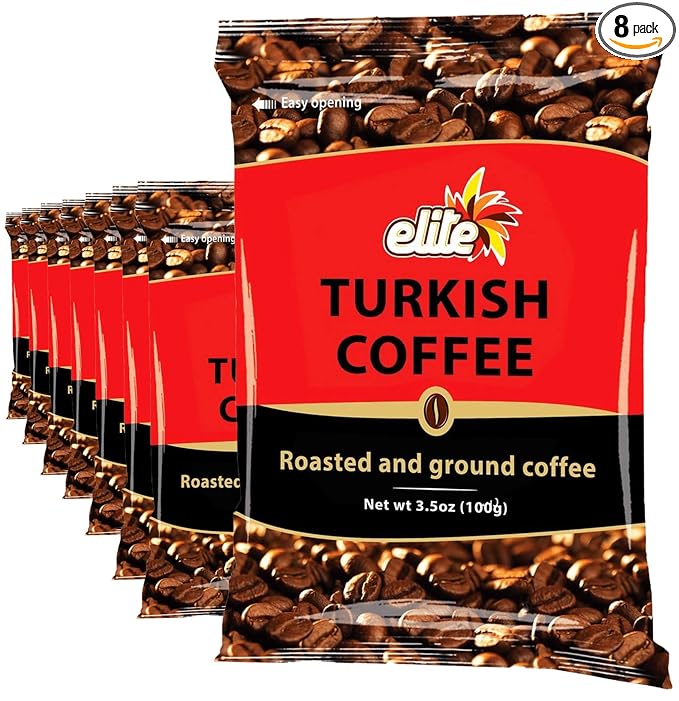 Elite Turkish Ground Roasted Coffee Bag 3.5000-ounces (Pack of 8)