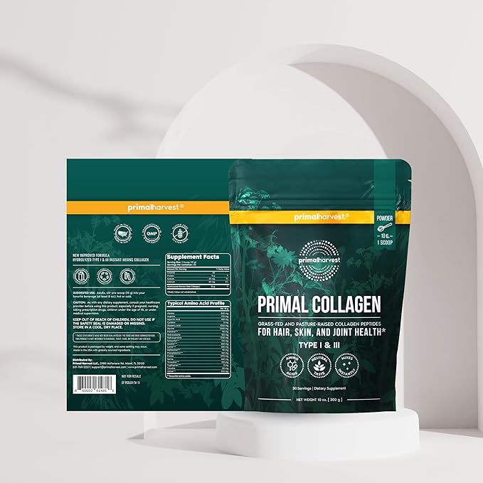 Primal Harvest Hydration Powder &amp Collagen Powder Supplements for Men Bundle