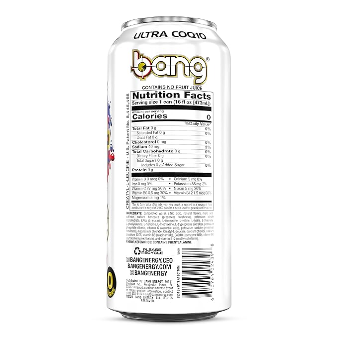 Bang Energy Strawberry Blast Sugar-Free Energy Drink 16 Ounce (Pack of 24)
