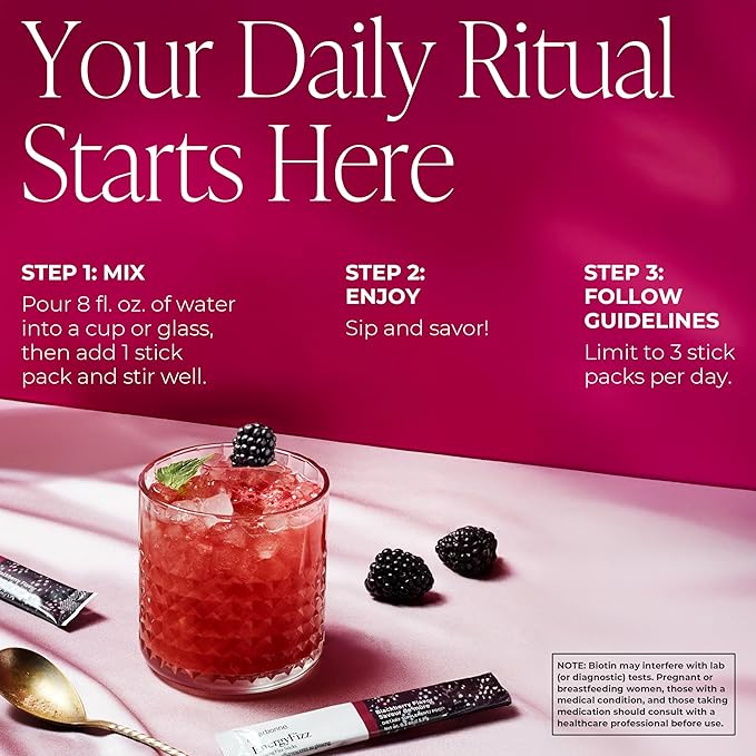 Arbonne Ginseng Energy Supplements - Blackberry Flavor Fizz Sticks Energy Boost with Caffeine Powder from Guarana and Green Tea Delicious Alternative to Caffeine Pills