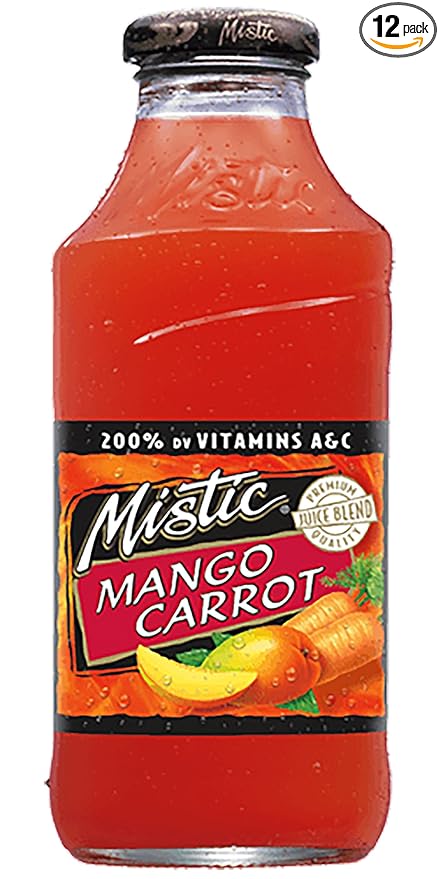 Mistic Mango Carrot Juice 16 fl oz (12 Glass Bottles)