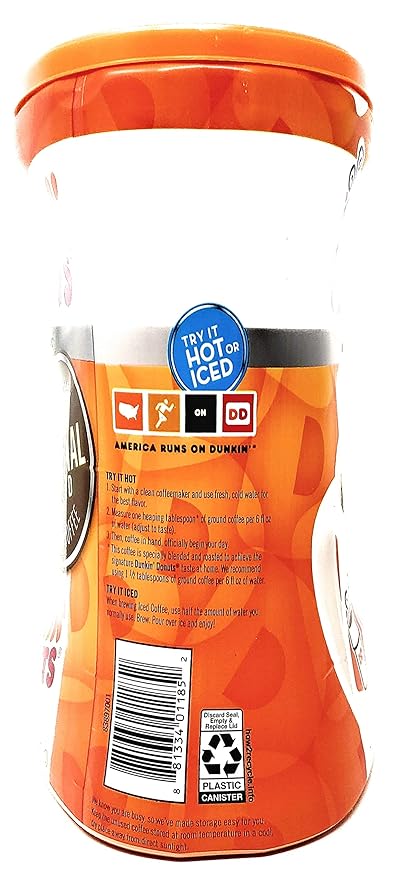 Dunkin Donuts Original Blend Ground Coffee - 90 oz Total - 45 oz Per Canister - Pack of 2 Canisters of Dunkin Donuts Ground Coffee - 100% Arabica Coffee - Medium Roast Coffee