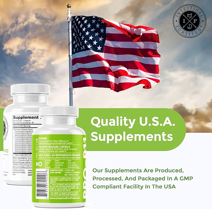 Intestinal Fortitude PRO-B11 Probiotics for Men and Women - 22 Billion CFU Daily Probiotic Supplement for Gut Health - Digestive Health Immune Support - Gluten Free Dairy Free (30 Capsules)