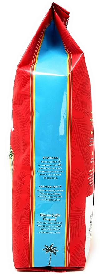 Lion Coffee Macadamia Flavor Light Roast - Whole Bean Coffee 24 Ounce Bag