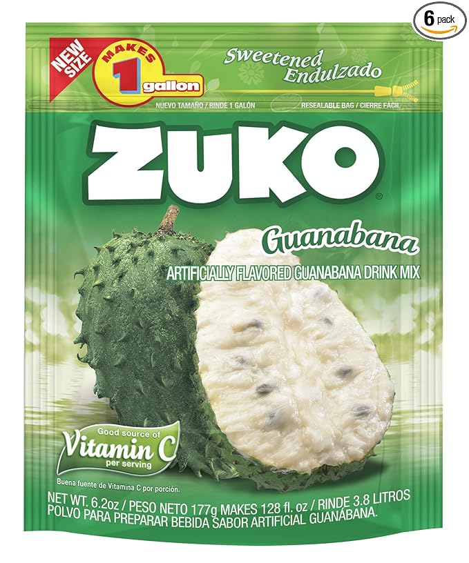 Zuko Guanabana Instant Powder Drink | Gallon Pack | No Sugar Needed | Vitamin C | 6.2 Ounce (Pack of 6)