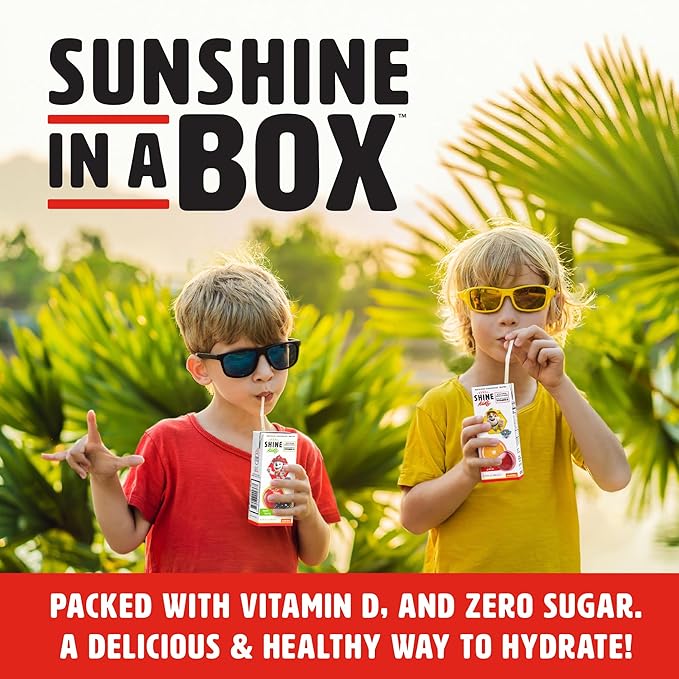 Shine Water x Paw Patrol Fruit Punch Kids Juice Boxes with Vitamin D 32-Pack | No Added Sugar | Naturally Flavored Drinks for Kids | Vegan Gluten Free Zero Calorie Hydration