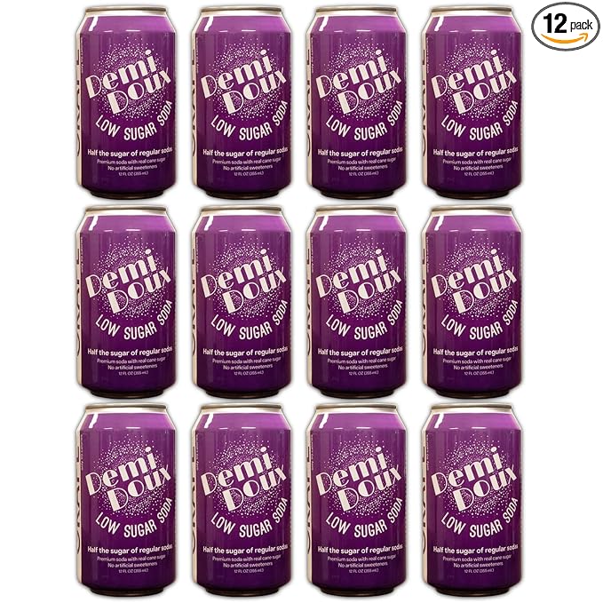 Demi Doux Low Sugar Soda - Low Sugar Soft Drink No Artificial Sweeteners (Grape 12-pack)