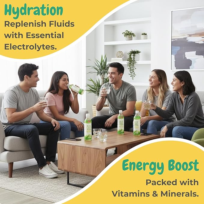 VISVITA Aloe Vera Juice with Real Pulp Mango | Digestive Health Hydration &amp Energy Boost | No Artificial Colors 16.9 oz (Pack of 20)