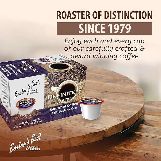 Bostons Best - Definitely Dark Roast Bold &amp Rich Gourmet Coffee Compatible with Keurig Coffee Maker 1 Count (72 Single Serve Cups)