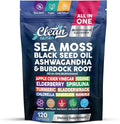 Clean Nutraceuticals Sea Moss Black Seed Oil Ashwagandha Turmeric Bladderwrack Burdock &amp Vitamin C Vitamin D3 with Elderberry Manuka Dandelion (120 Count (Pack of 1))