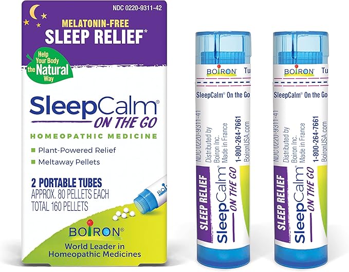 Boiron SleepCalm On The Go Sleep Aid 80 Count (Pack of 2) and Acidil On The Go Heartburn Relief 2 Count (160 Pellets)