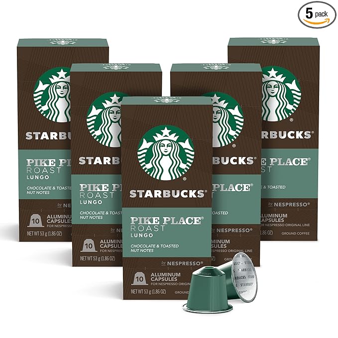 Starbucks by Nespresso Original Line Pike Place Medium Roast Coffee 50-count Espresso Pods