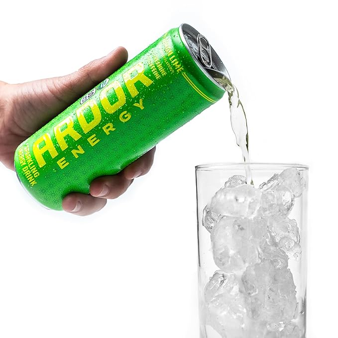 ARDOR ENERGY Natural Sparkling Energy Drink with 100mg Natural Caffeine &amp 200mg L-Theanine from Organic Green Tea for Smooth Energy &amp Focus | Healthy Energy Drink | Made with Real Fruit Juice