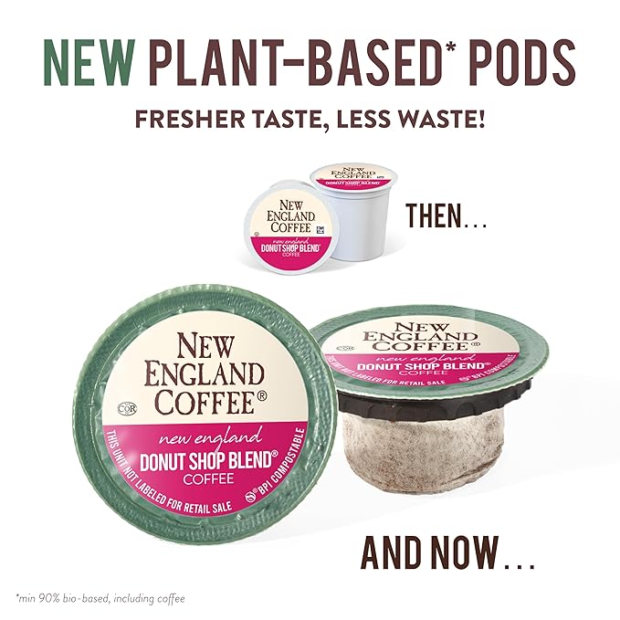New England Coffee Donut Shop Blend Light Roast Single Serve Pods 32ct Box (Pack of 4)