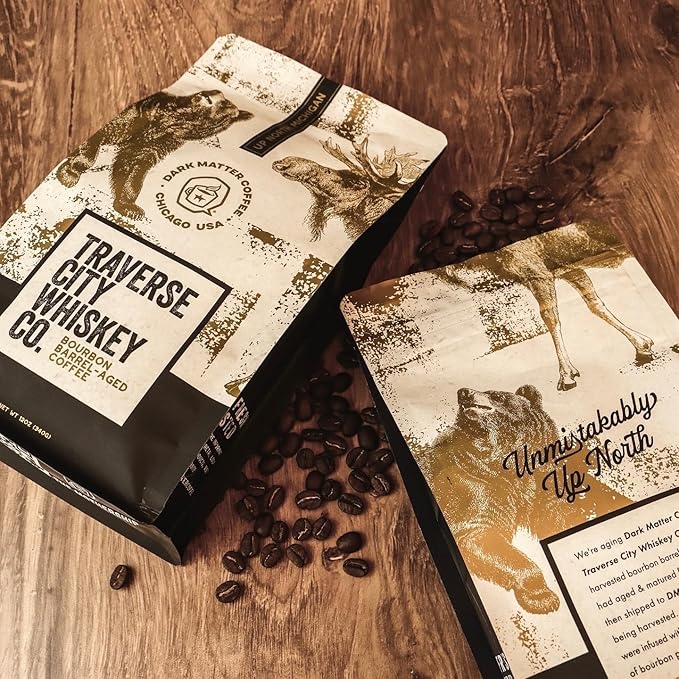 Traverse City Whiskey Co. Barrel Aged Coffee | Stillhouse Blend Aged in 10 Year Old Bourbon Barrels | Medium Roasted Beans for a Bold and Smooth Taste | 12oz