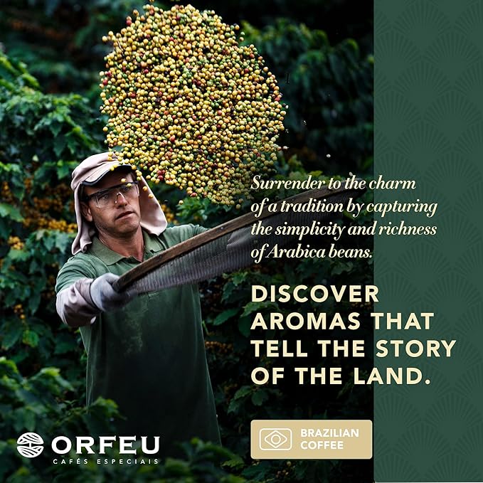 ORFEU - Special Ground Coffee - 100% Arabica Roasted &amp Ground Medium Roast - Chocolate and Caramel Sensory Notes - Velvety High Sweetness Medium Acidity - Organic 8.8 oz