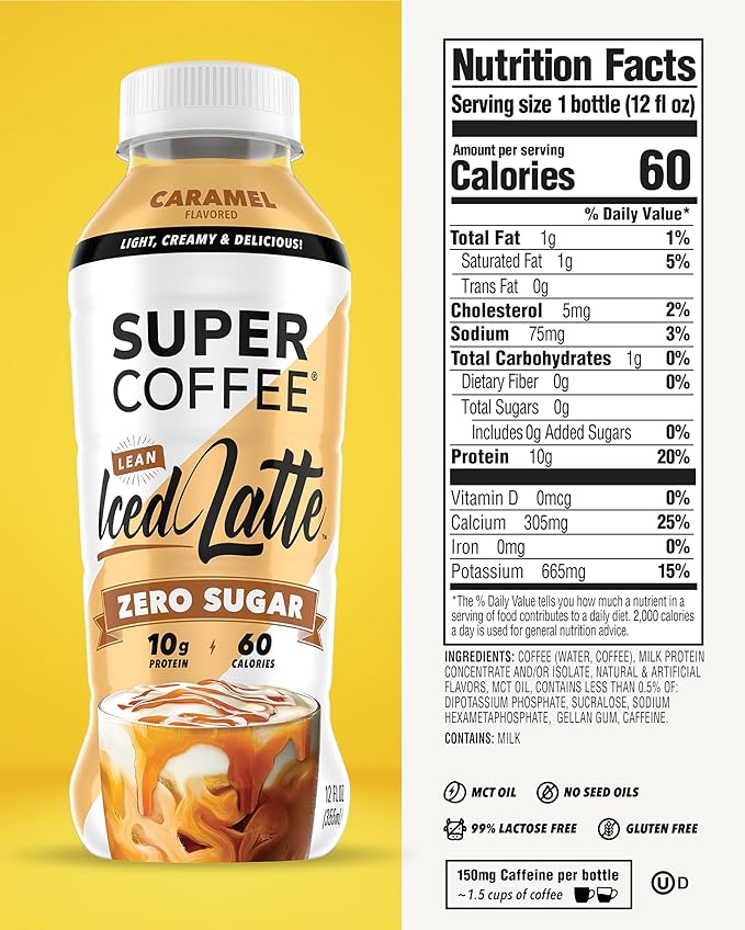 Super Coffee Keto Protein Coffee (0g Added Sugar 10g Protein 70 Calories) 12 Fl Oz | Iced Smart Coffee Drinks - LactoseFree SoyFree GlutenFree (12 Fl Oz (Pack of 12) Core 3 Variety)