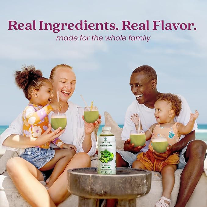 Smartfruit Harvest Greens + Detox – 100% Real Fruit Purée with Kiwi Cucumber Kale Spinach Lemongrass Apple Banana – Great for Smoothies Juice Yogurt Cocktails Teas &amp More – 48oz