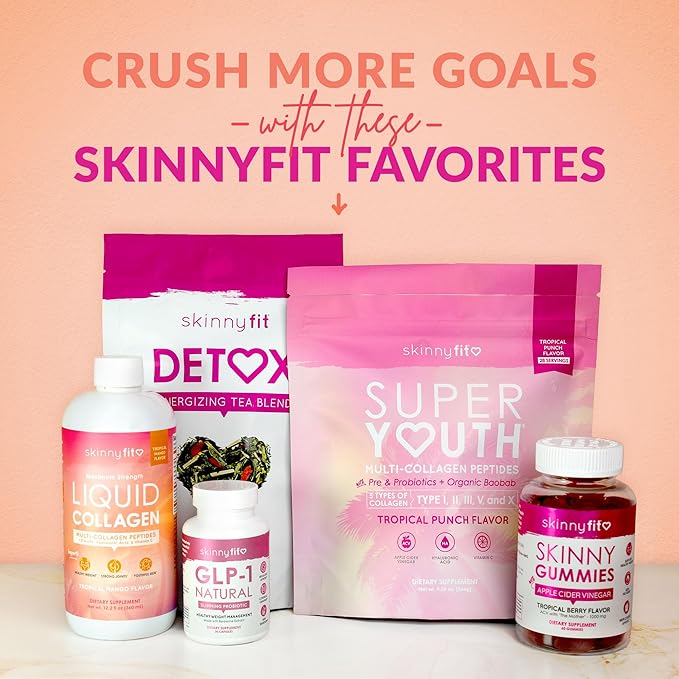 SkinnyFit - Super Youth Collagen for Women - Multi Collagen Peptides Powder - Probiotics Fiber Hyaluronic Acid - Non GMO Gluten Free Sugar Free - Beauty - Strawberry Watermelon (28 Servings)