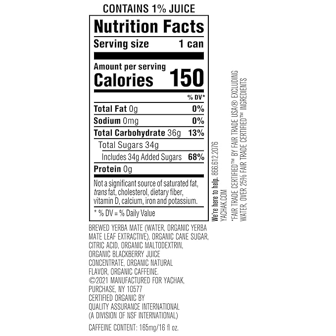 Yachak Yerba Mate Drink Blackberry 16 Fl Oz Cans Pack of 12