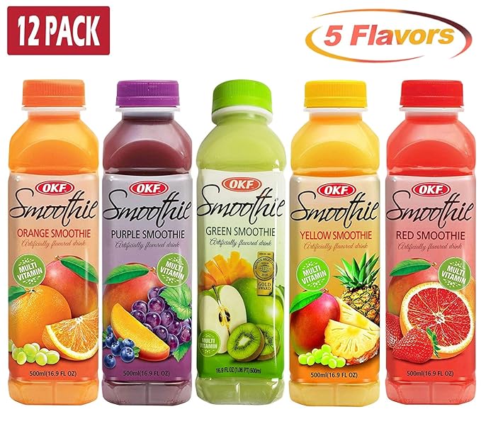 OKF Smoothie Multi Vitamin Premium New Drink 16.9 Fluid Ounce (5 Flavor Variety Pack 12 Pack)
