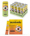 neutonic Nootropic Productivity Energy Drink &amp Focus Blend Powder Bundle | 12 Cans Wild Citrus &amp 16 Sticks Peach Mango | Zero Sugar | Support Memory Mental Clarity Cognitive Function