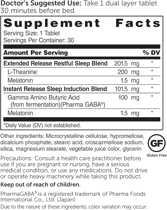 Dr. Whitaker Restful Night Extended Release Melatonin Sleep Aid Helps You Fall Asleep and Stay Asleep Longer with Dual-Layer Extended Release Technology 30 Tablets (30-Day Supply)