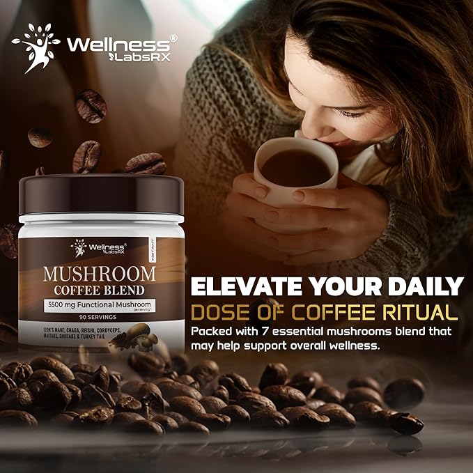 Mushroom Coffee 90 Servings Organic Mushrooms Instant Coffea Great Tasting Colombian Keto Coffee 7 Superfood Mishrooms Lions Mane Chaga Reishi Cordyceps Maitake Shiitake and Turkey Tail