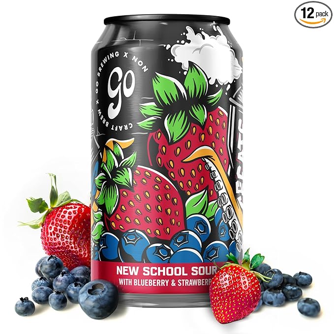 Go Brewing - New School Sour Berry - Non-Alcoholic Craft Beer - Small Batch Low-Calorie Brew - Blueberry and Strawberry Flavor Profile - Bold &amp Smooth Finish - Ideal for Any Occasion (12 Oz 12 C