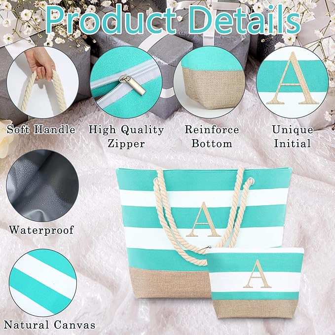 YOOLIFE Beach Bags for Women - Travel Canvas Beach Tote Pool Waterproof Bag Travel Essentials Gifts for Women Birthday