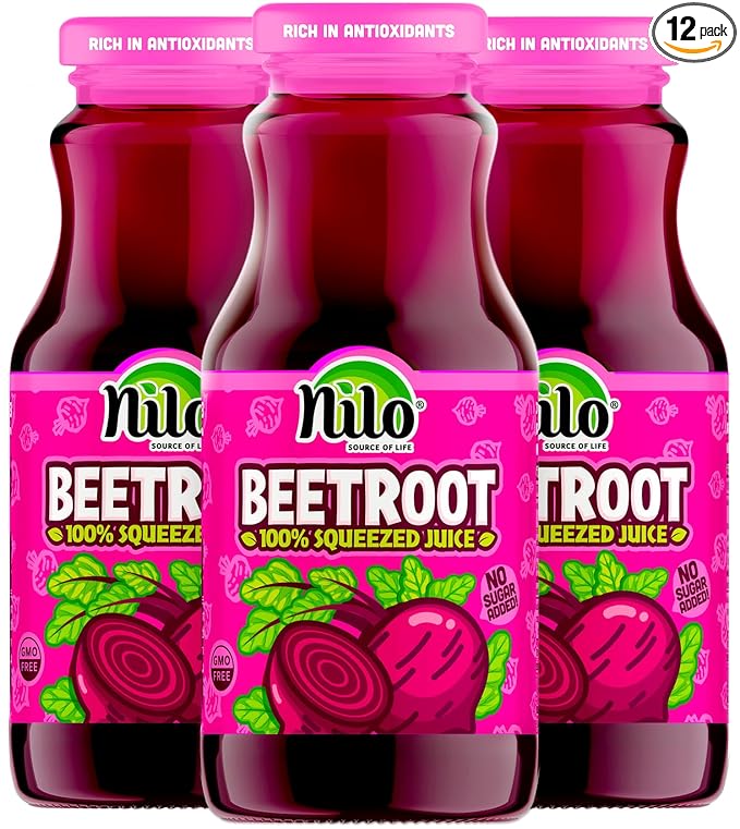 NILO Beetroot Juice | 100% Squeezed Beetroot Remolacha | NO Sugar added | NON GMO | NOT From Concentrate | 8.45 oz (Pack of 12)