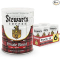 Stewarts Private Blend Medium Roast Ground Coffee - Classic Rich Smooth &amp Full-Bodied Flavor Gourmet Coffee Grounds - Great for Hot Cold Brew Morning Breakfast Cafe &amp More (23oz Pack of 6
