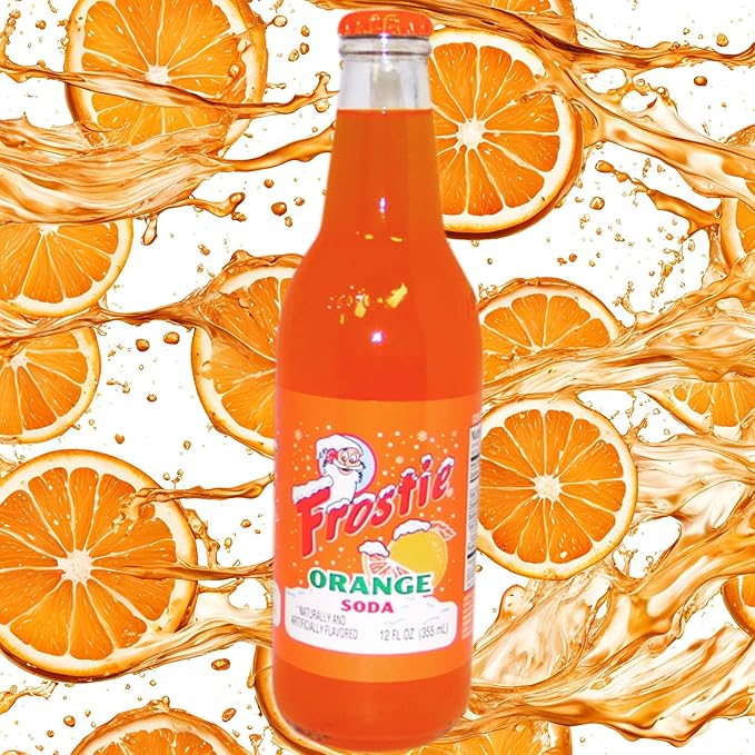 Frostie Orange Soda | 6 Pack of Frostie’s Most Popular Soda Flavors | Real Cane Sugar | 12 oz Glass Bottles in 6 Pack with Crazy Soda Pop Bottle Opener