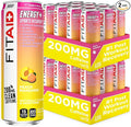 FITAID ENERGY 200mg Natural Caffeine Keto Peach Mandarin Optimum Performance Formula: BCAAs Quercetin Electrolytes Omega-3s 15 calories Paleo Vegan &amp Gluten-Free 12-oz. cans 12 Count (P